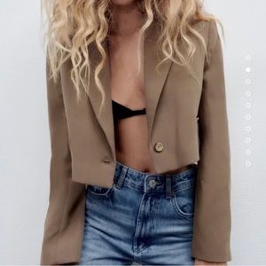 Brown ZARA CROPPED BLAZER new tags on